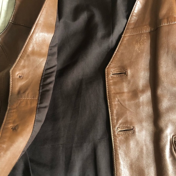 Vintage Leather 80s Vest Made in Italy Large - Picture 9 of 11